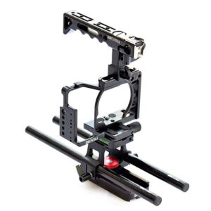 Shootvilla Camera Cage for Sony Alpha A6500 with Top Handle 15 mm rod Adapter