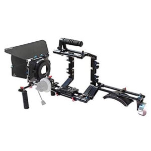 SHOOTVILLA DSLR Camera Shoulder Support Rig Kit with Cage & Matte Box | DV HDV DSLR Video Camcorders Compatible | Free - Offset Z Bracket (SV-02),Black