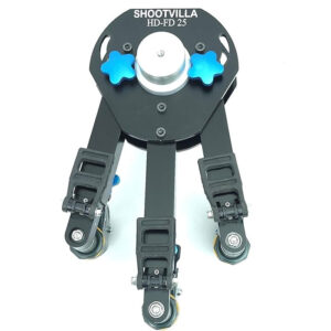 Shootvilla Heavy-Duty Studio Camera Dolly Euro Mount for Bazooka,Tripods, Jibs & Cranes up to 450kg/1100lb. Track Compatible, Lightweight Aluminum Made. W/Wheel Lock, Collapsible (SV-HD-FD-25)