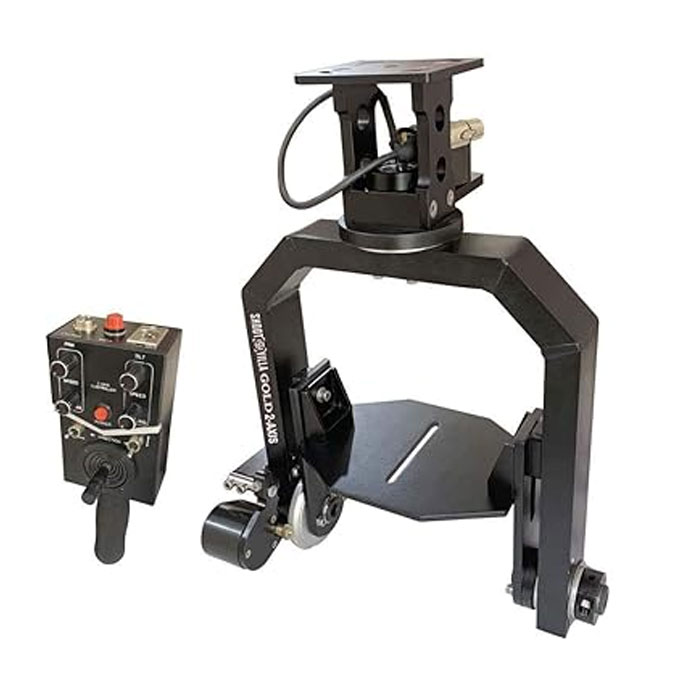 SHOOTVILLA Gold Camera Pan Tilt Head with 12V Joystick Control | Motorized Pan Tilt Head for Jib Crane Tripod DV Video DSLR (SV-Gold)