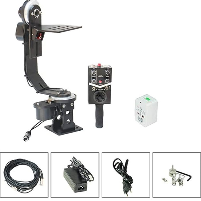 Shootvilla Professional Motorized Pan Tilt Head with 12V Joystick Control for DSLR Video Cameras Camcorders up to 6kg/13.2lb for Jib Crane Tripod + Carrying Bag (SV-SPY) - Image 2