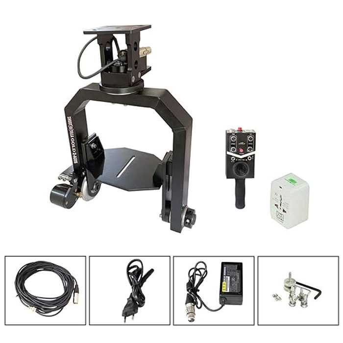 SHOOTVILLA Gold Camera Pan Tilt Head with 12V Joystick Control | Motorized Pan Tilt Head for Jib Crane Tripod DV Video DSLR (SV-Gold) - Image 2