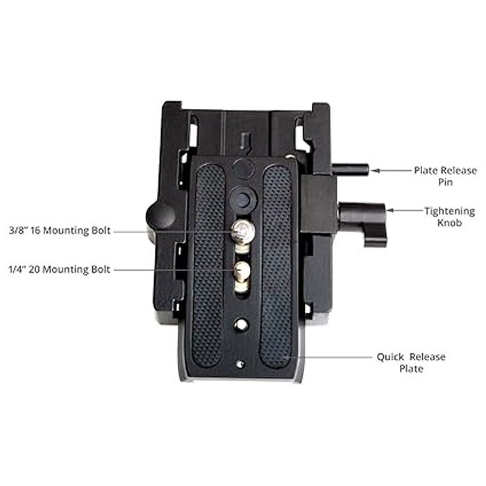 Shootvilla Quick Release Base Plate Aluminium for Tripod and DSLR Video Camera Stabilizer Slider,Black - Image 2