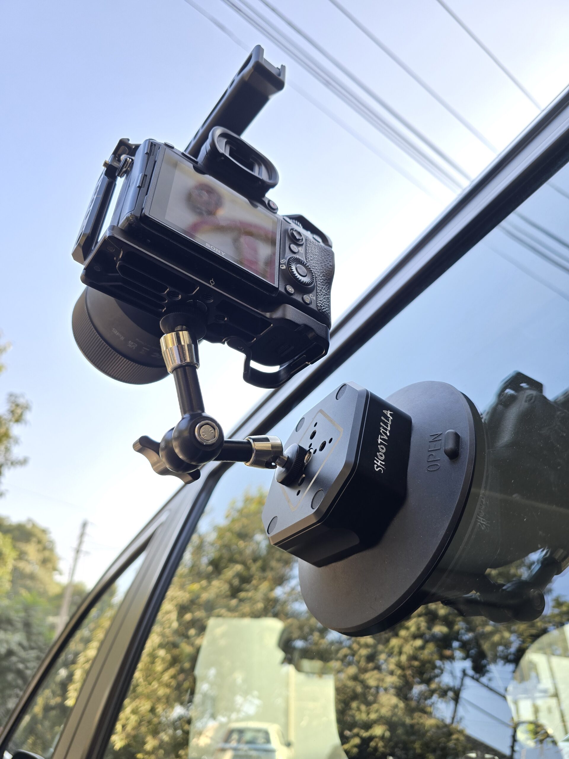 SHOOTVILLA Electric Auto Pump Suction Cup Camera Mount, Automatic Air Pump Vacuum Cup, Quick Release Car Mount Compatible with DJI OSMO Pocket 3 Insta360 iPhone - Image 3