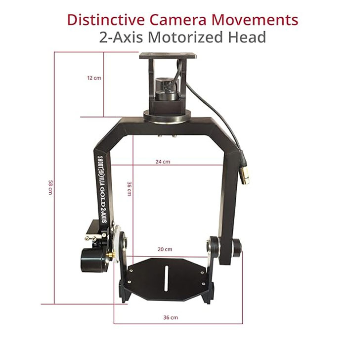 SHOOTVILLA Gold Camera Pan Tilt Head with 12V Joystick Control | Motorized Pan Tilt Head for Jib Crane Tripod DV Video DSLR (SV-Gold) - Image 3