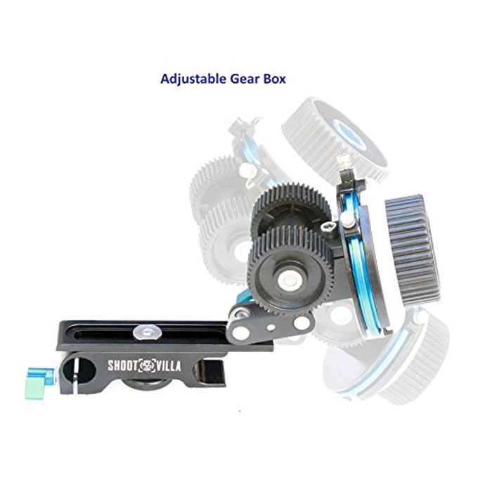 SHOOTVILLA DSLR Follow Focus with Hard Stops for 15mm Rail Rod Support Video Movie Film Making Nikon Sony Canon Panasonic Camera with 6 Gear Rings - Image 3