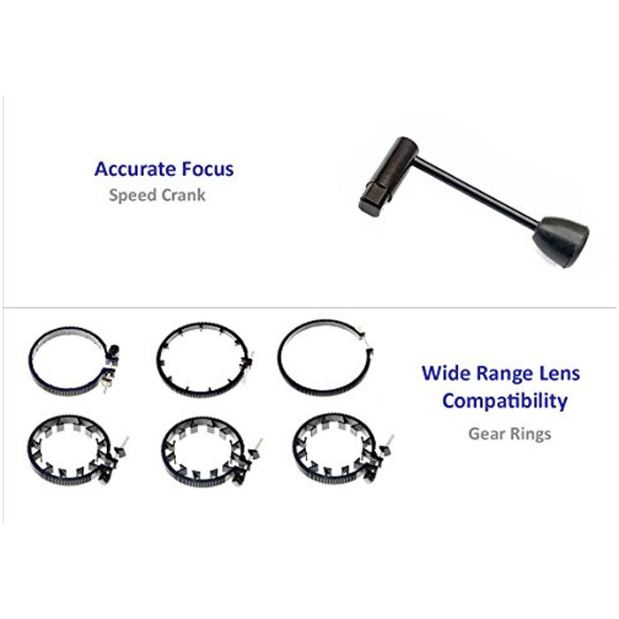 SHOOTVILLA DSLR Follow Focus with Hard Stops for 15mm Rail Rod Support Video Movie Film Making Nikon Sony Canon Panasonic Camera with 6 Gear Rings - Image 4