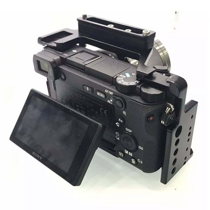 Shootvilla Camera Cage for Sony Alpha A6500 with Top Handle 15 mm rod Adapter - Image 5