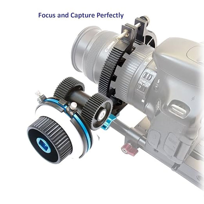 SHOOTVILLA DSLR Follow Focus with Hard Stops for 15mm Rail Rod Support Video Movie Film Making Nikon Sony Canon Panasonic Camera with 6 Gear Rings - Image 5