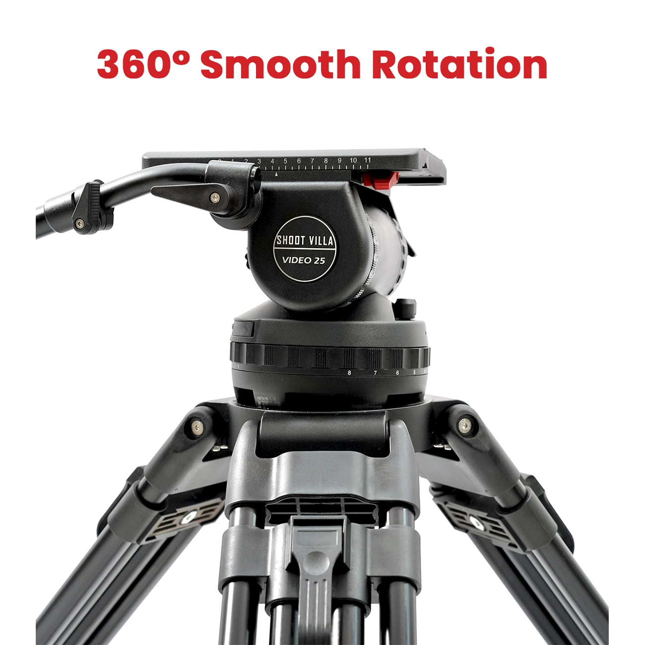 Shootvilla Best Hydraulic Tripod System for Videography – V25 LT PRO Professional Fluid Head Tripod | Compatible with Sony FX9 / FX6 / FS5, Canon C300 & Cinema Cameras - Image 8