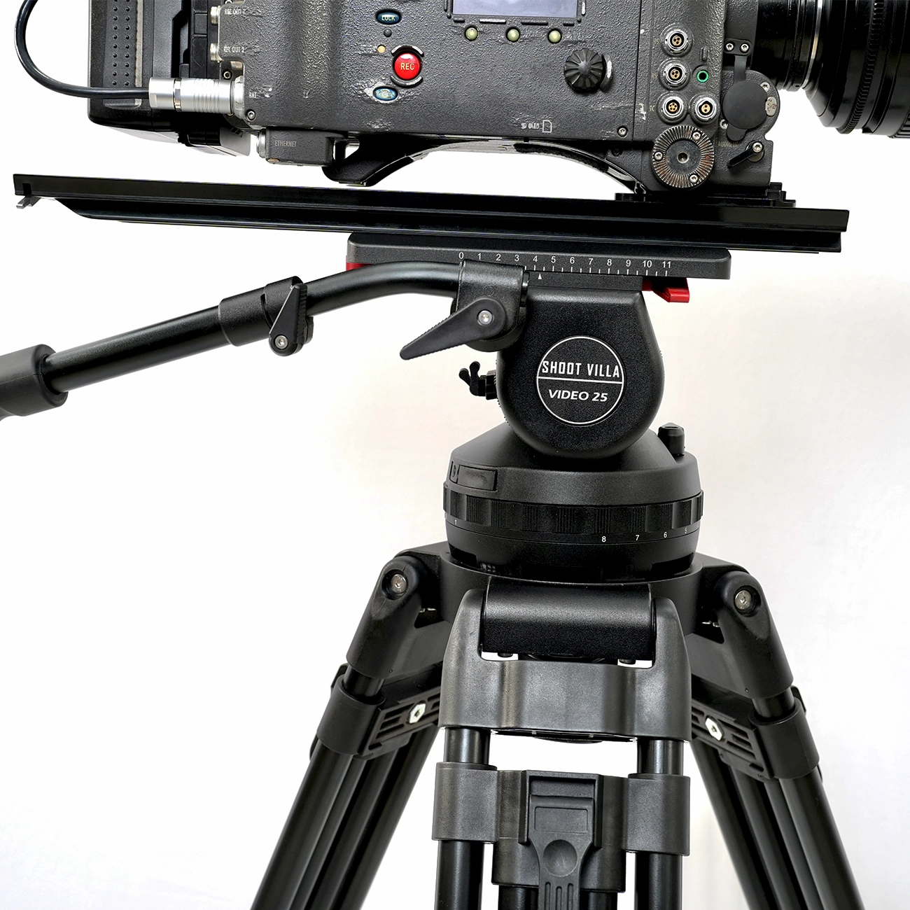 Shootvilla Best Hydraulic Tripod System for Videography – V25 LT PRO Professional Fluid Head Tripod | Compatible with Sony FX9 / FX6 / FS5, Canon C300 & Cinema Cameras - Image 2